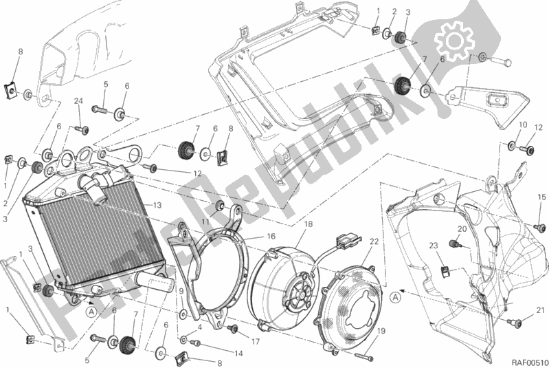 Wszystkie części do Grzejnik, Woda, Prawa Ducati Diavel Carbon FL 1200 2016